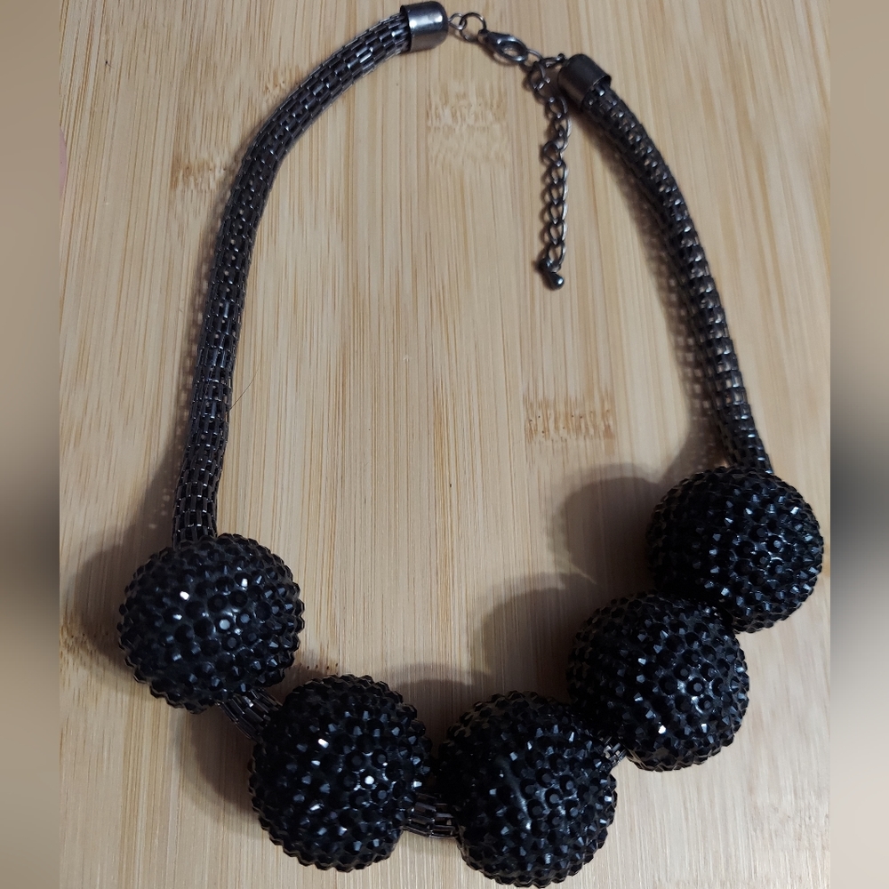 Gun Metal Black 'Festive' Disco Ball Necklace